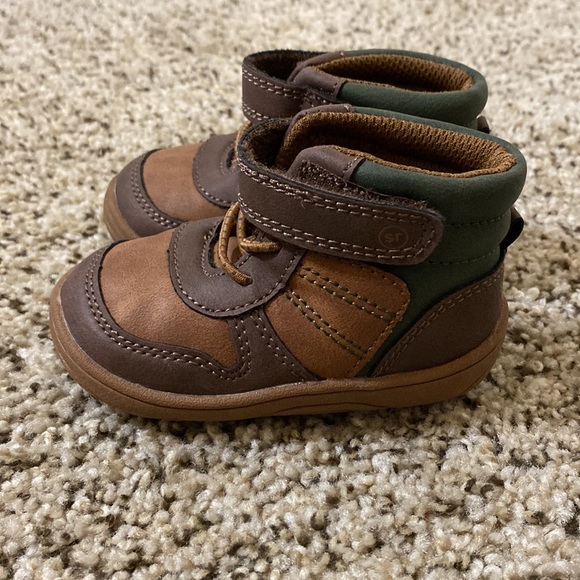 NWOT Stride Right brown & hunter green leather high top tennis shoes - size 4 - Picture 2 of 9